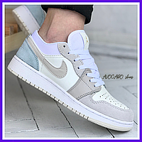 Кроссовки женские Nike air Jordan Retro 1 Low gray white / Найк Джордан Ретро 1 низкие белые серые