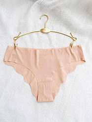 Жіночі безшовні трусики-сліпи хвилясті бежеві L