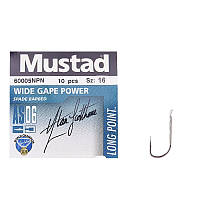 Крючок Mustad Wide Gape Power 60005N/LP200 №10(10)*