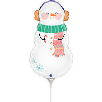 Фольгированный шар мини-фигура Снеговик 15х31см Grabo