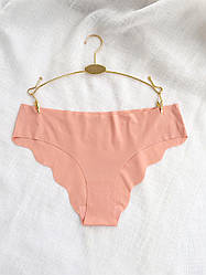 Жіночі безшовні трусики-сліпи хвилясті персикові