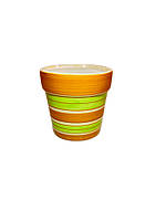 Кашпо-органайзер керамический оранжевый с зеленым 8,5*8,5см