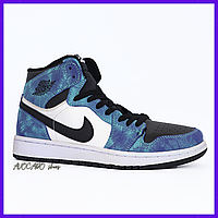 Кроссовки женские и мужские Nike air Jordan Retro 1 blue white / Найк Джордан Ретро 1 белые синие
