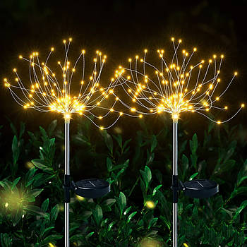 Ліхтар садовий "Феєрверк" від сонячної панелі, 2шт, 150LED, ShowTime / Вуличний газонний LED світильник