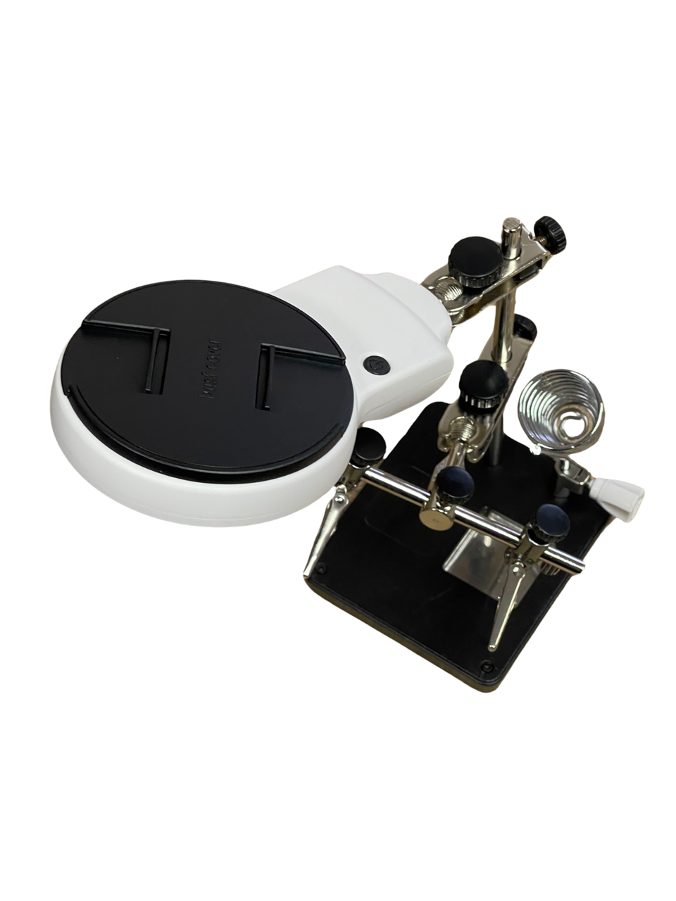 Третья рука Magnifier MG16129-AC1 с подсветкой, 3.5X 90мм + 5.25X 20мм с подставкой под паяльник - фото 3 - id-p2021546955