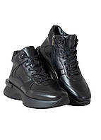 Женские зимние кожаные черные кроссовки Tomash Bartok 32679