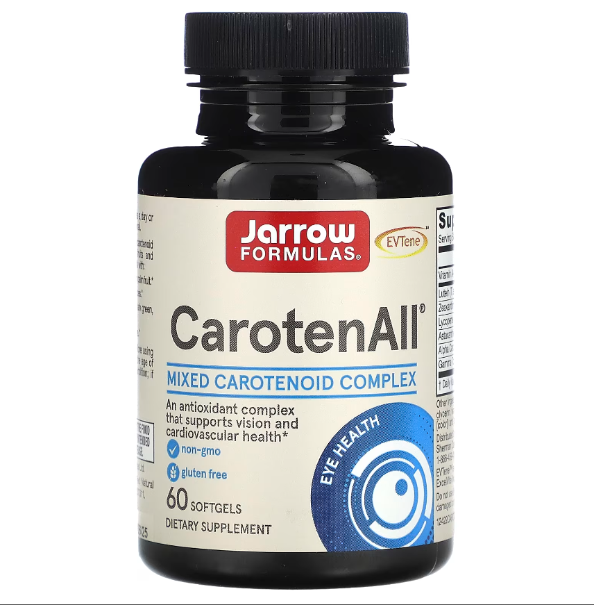 Jarrow Formulas, CarotenAll, комплекс із суміші каротиноїдів, 60 капсул