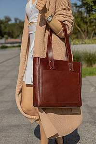 Жіночий шоппер Белла з натуральної шкіри колір Вишня