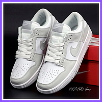 Кроссовки женские и мужские Nike SB Dunk gray white / кеды Найк СБ Данк серые белые