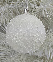 Набор новогодних игрушек Снегопад, шары на елку в упаковке 6 шт., диаметр 10 см., пластик