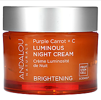 Andalou Naturals, нічний крем для сяючої шкіри з фіолетовою морквою та вітаміном С, для освітлення шкіри, 50 мл