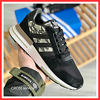 Кроссовки женские и мужские Adidas ZX 500 black white / Адидас зх 500 черные белые