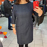 Сукня J.LONDON вовна віскоза клітинка рукав 3/4 дві кишені 50 темно-синя, фото 5