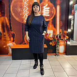 Сукня J.LONDON вовна віскоза клітинка рукав 3/4 дві кишені 50 темно-синя, фото 4