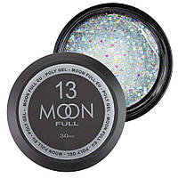 Moon Full Poly Gel №13 полигель для наращивания ногтей Жемчужное конфетти с поталью, 30 мл