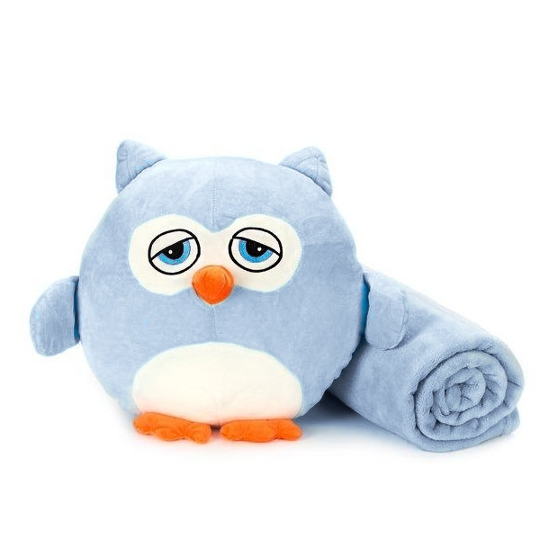 М'яка іграшка-подушка з пледом Supretto Сова Мрія 3 в 1, блакитна (Арт. 78100003)