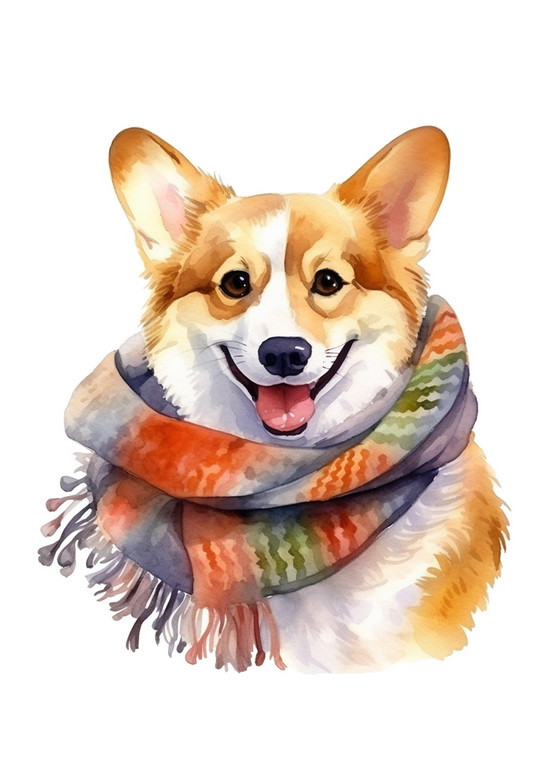 Набір із 4 акварельних листівок "Милі коргі", фото 1