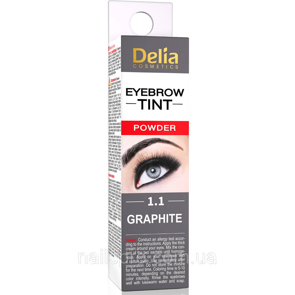 Фарба для брів хна у порошку Delia Eyebrow Expert Henna Traditional 1.1 Графітовий, 2 мл