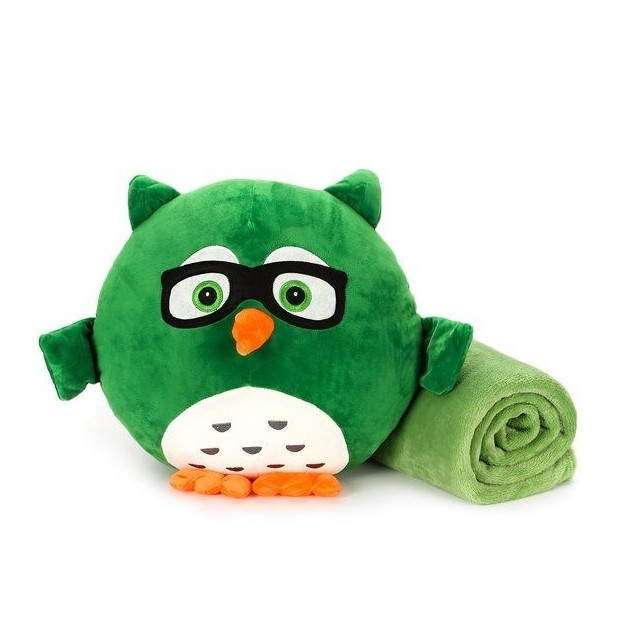 М'яка іграшка-подушка з пледом Supretto Сова Барік 3 в 1, зелена (Арт. 78100004)