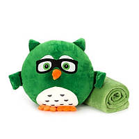 Мягкая игрушка-подушка с пледом Supretto Сова Барик 3 в 1, зеленая (Арт. 78100004)