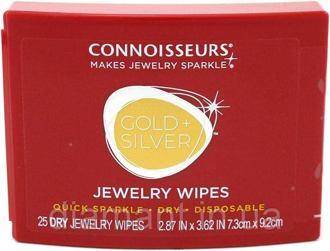 Серветки CONNOISSEURS одноразові для чищення ювелірних виробів з золота і срібла (25 шт), фото 1