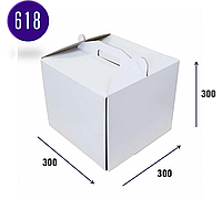 Коробки белые картонные самосборные с плоскими ручками 30х30х30 Упаковка для пирогов тортов