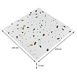 Самоклеюча підлогова LVT плитка Білий камінь 600х600х1.5mm, фото 3