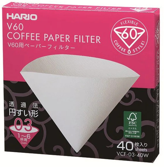 Фільтри Hario 03 40 шт. Білі Харіо V60 для кави BOX