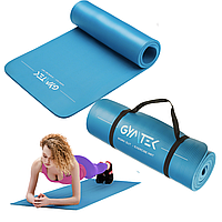 Коврик (мат) для фитнеса и йоги Gymtek NBR 1,5 см голубой