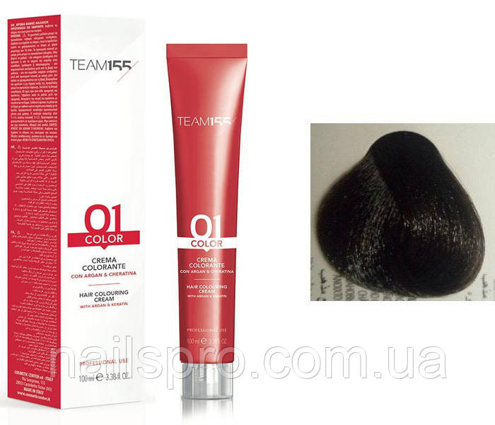 Крем-фарба для волосся TEAM155 Color Cream (5.01 Світло-каштановий натуральний попелястий), 100 мл