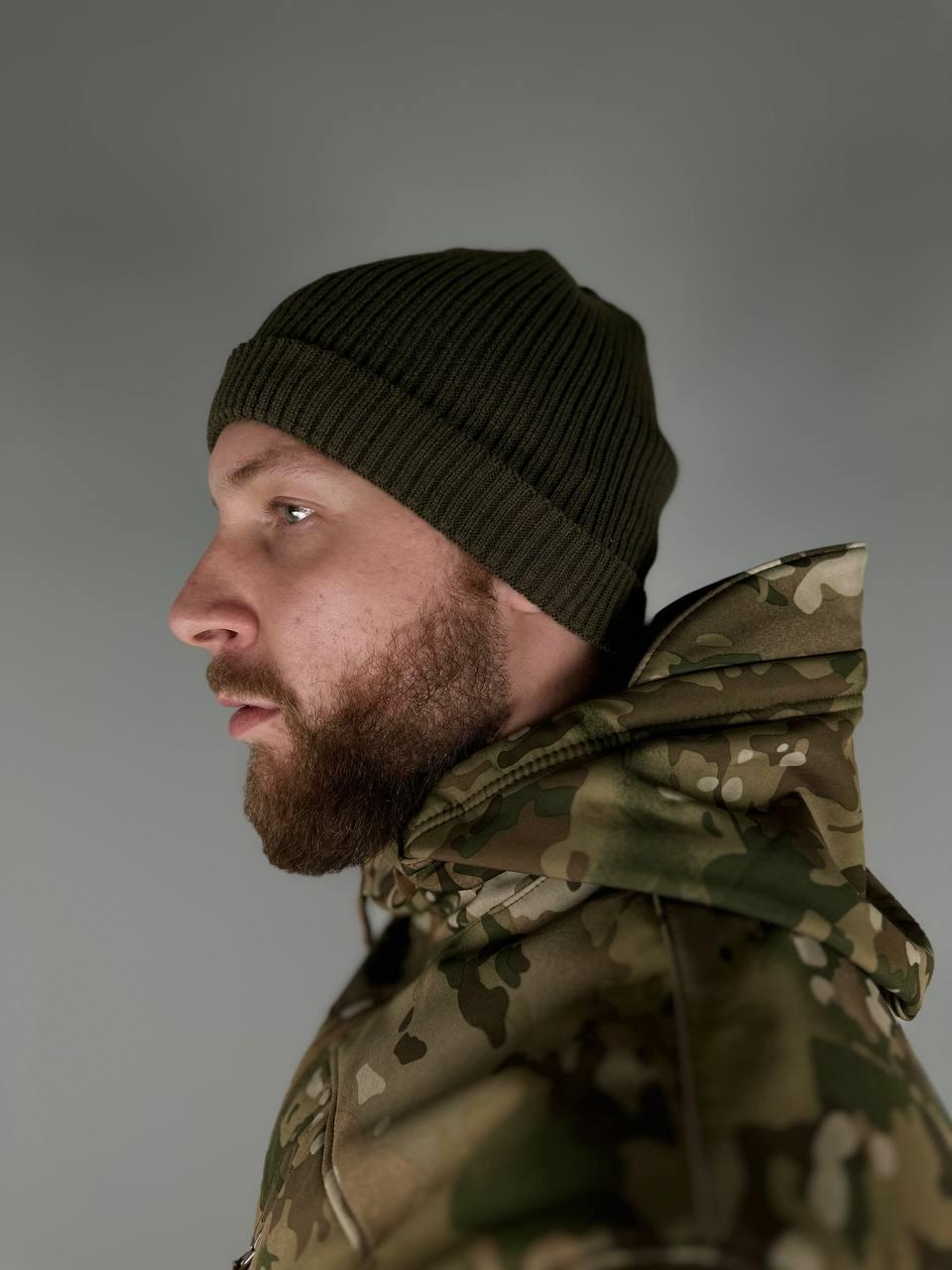 Чоловіча шапка в'язана сіра, шапка сіра, тепла шапка сіра чоловіча