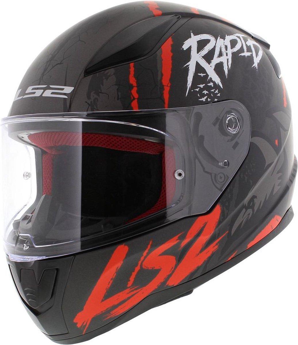 МОТОШОЛОМ ЗАКРИТИЙ LS2 FF353 RAPID RAVEN КОЛІР MATT BLACK WHITE RED