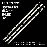 LED подсветка TV 32" 32V_A_3030_8LEDs_REV1.2_14040 Sony: KLV-32R407A, KDL-32R300B, KDL-32RD303, KDL-32R30С 3шт