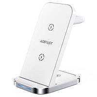 Беспроводное ЗУ ACEFAST E15 desktop 3-in-1 wireless charging stand White AFE15W