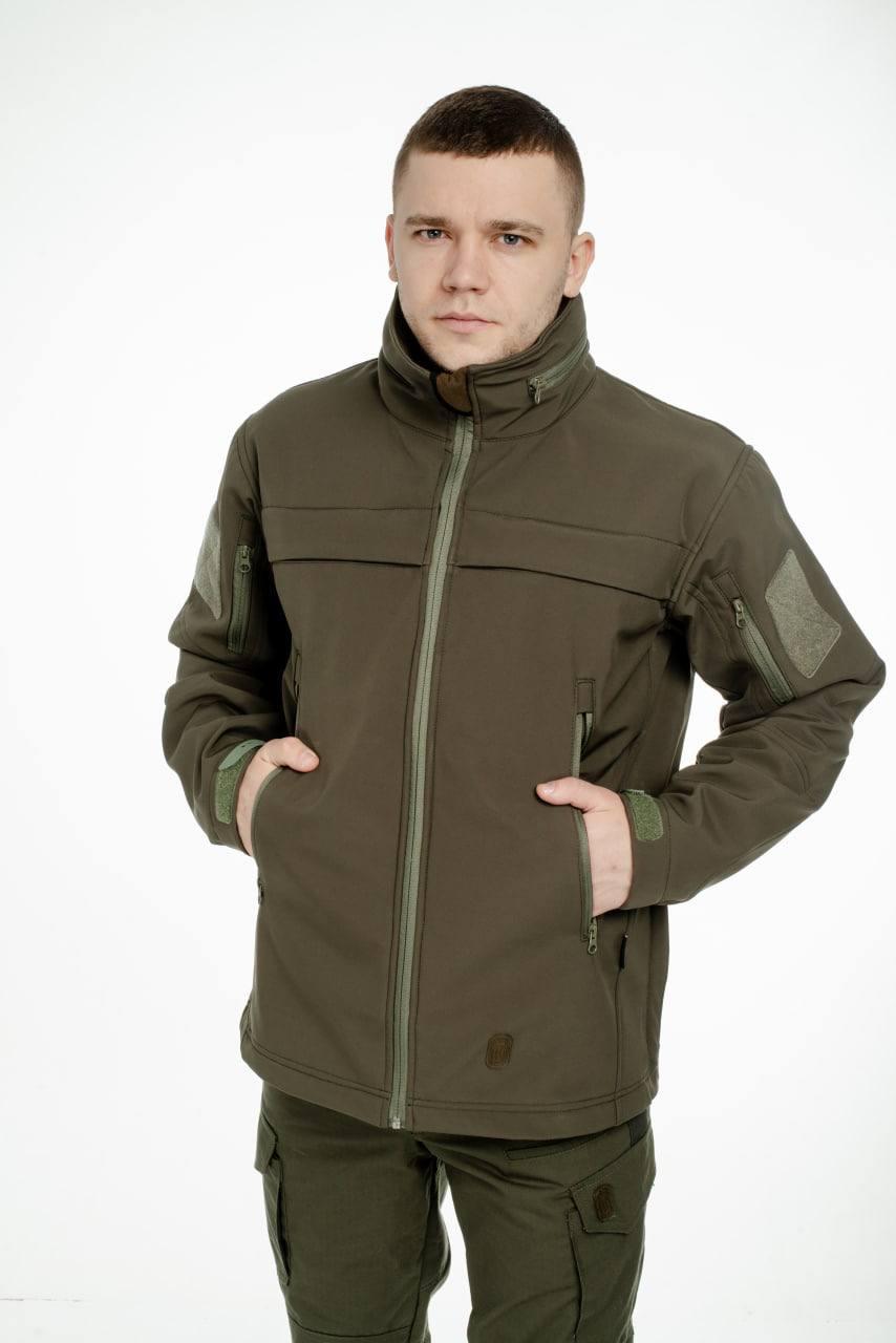 Осіння чоловіча куртка хакі Softshell з флісовою підкладкою, куртка хакі чоловіча