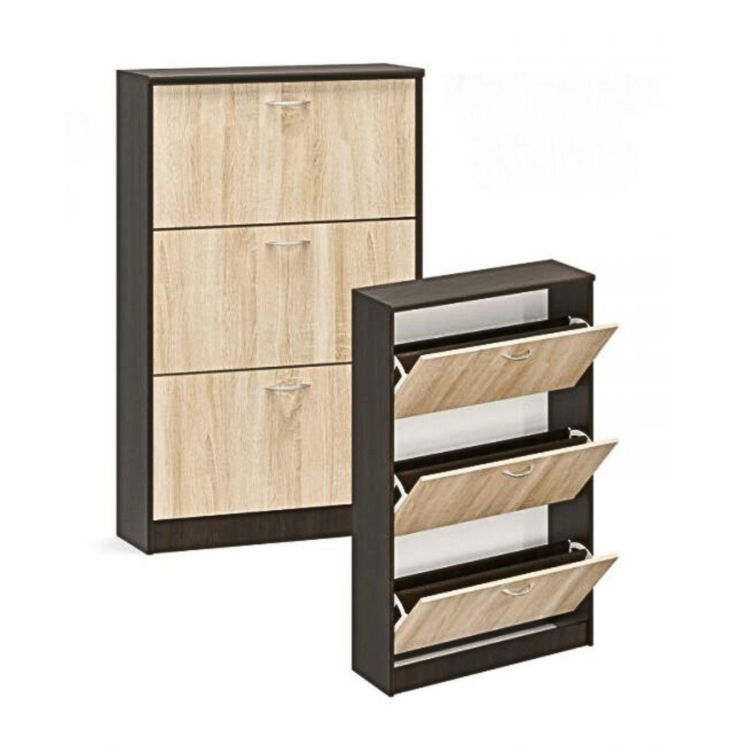 Тумба для взуття Меблі Сервіс 600 3Д венге + дуб сонома, фото 1