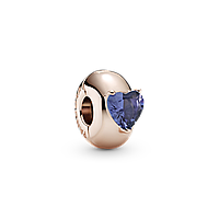Серебряный шарм-клипса Pandora Rose Синее сердце солитер 789203C02