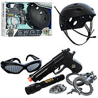 Игровой набор полицейского S005B, пистолет, каска, наручники, фонарик, очки