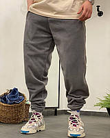 Серые мужские утепленные штаны флисовые на манжете