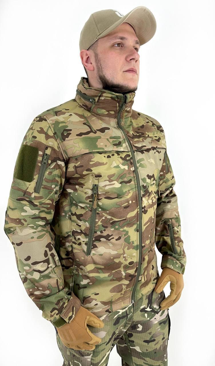 Осіння чоловіча куртка мультикам Softshell з флісовою підкладкою, куртка мультикам чоловіча, тепла чоловіча мультикам курточка