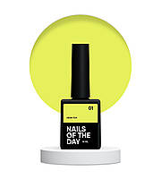 Nails of the Day Neon top 01 – неоновый желтый топ без липкого слоя для ногтей, 10 мл