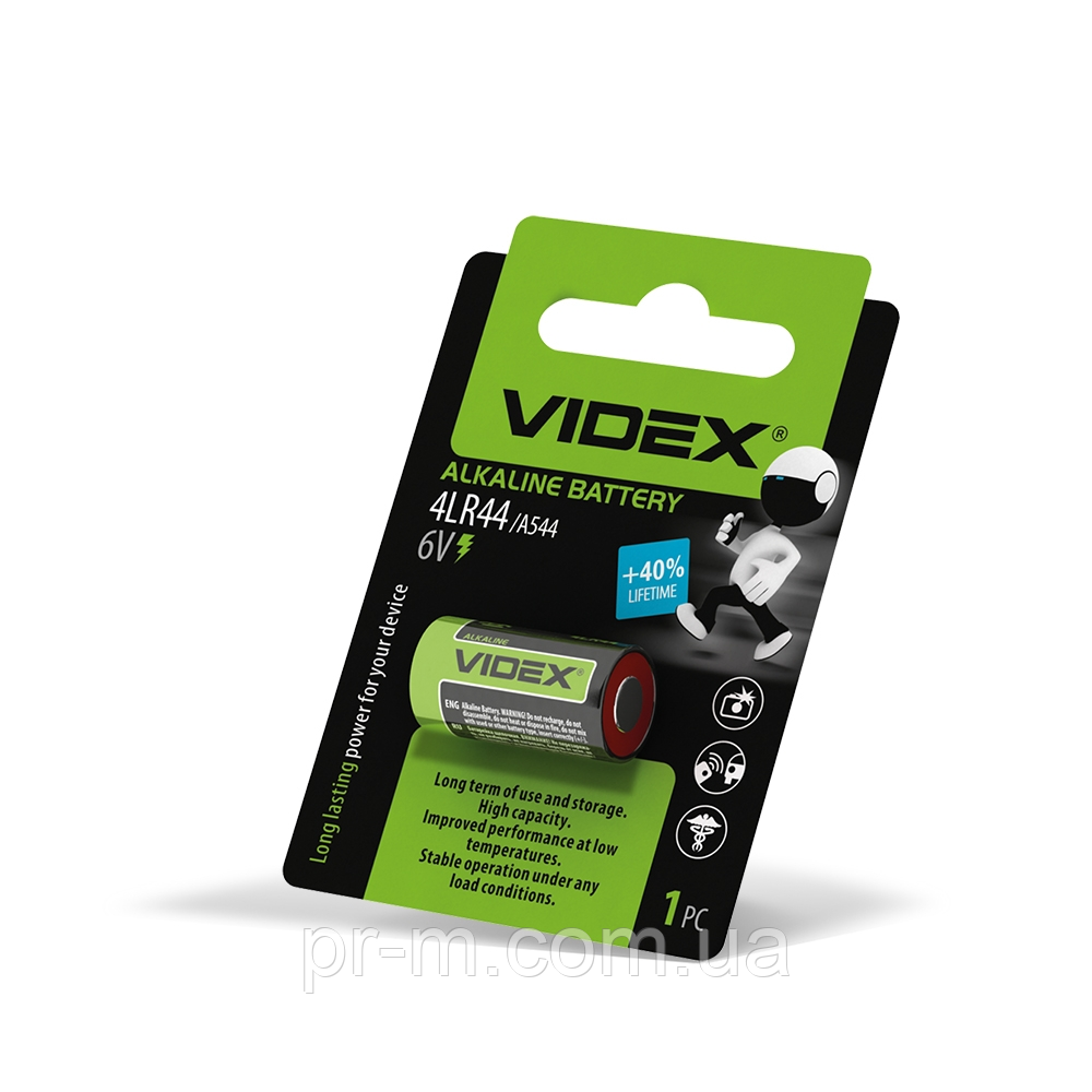 Батарейка VIDEX 4LR44/A544 (1шт на блистере) 6V