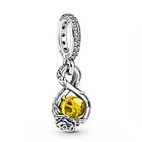 Серебряный шарм Pandora Disney Belle Infinity & Rose Flower