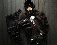 Спортивный костюм мужской зимний на флисе черный Комплект худи штаны флисовый зимний Топ качество