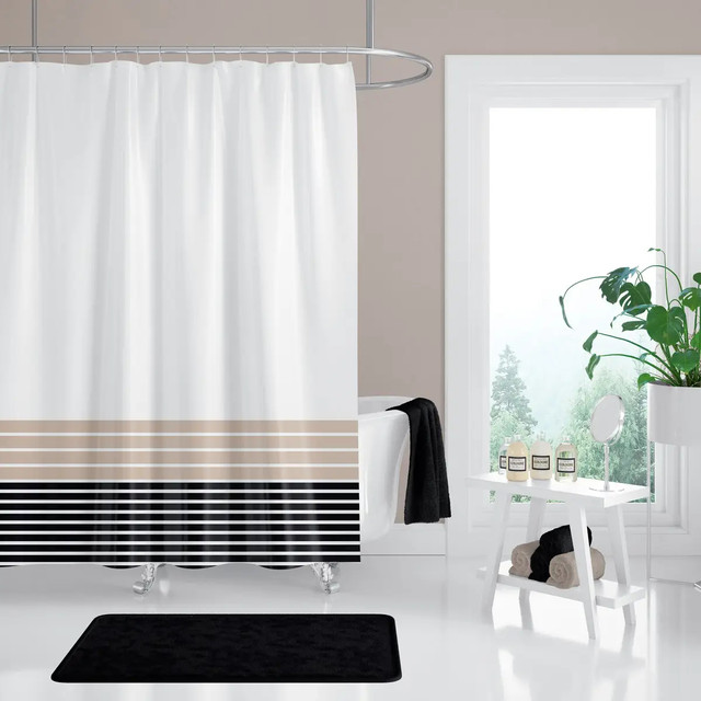 Шторка 180*200 см для ванної кімнати поліестер з декором Line Шторка 180*200 см для ванної кімнати поліестер з декором Line