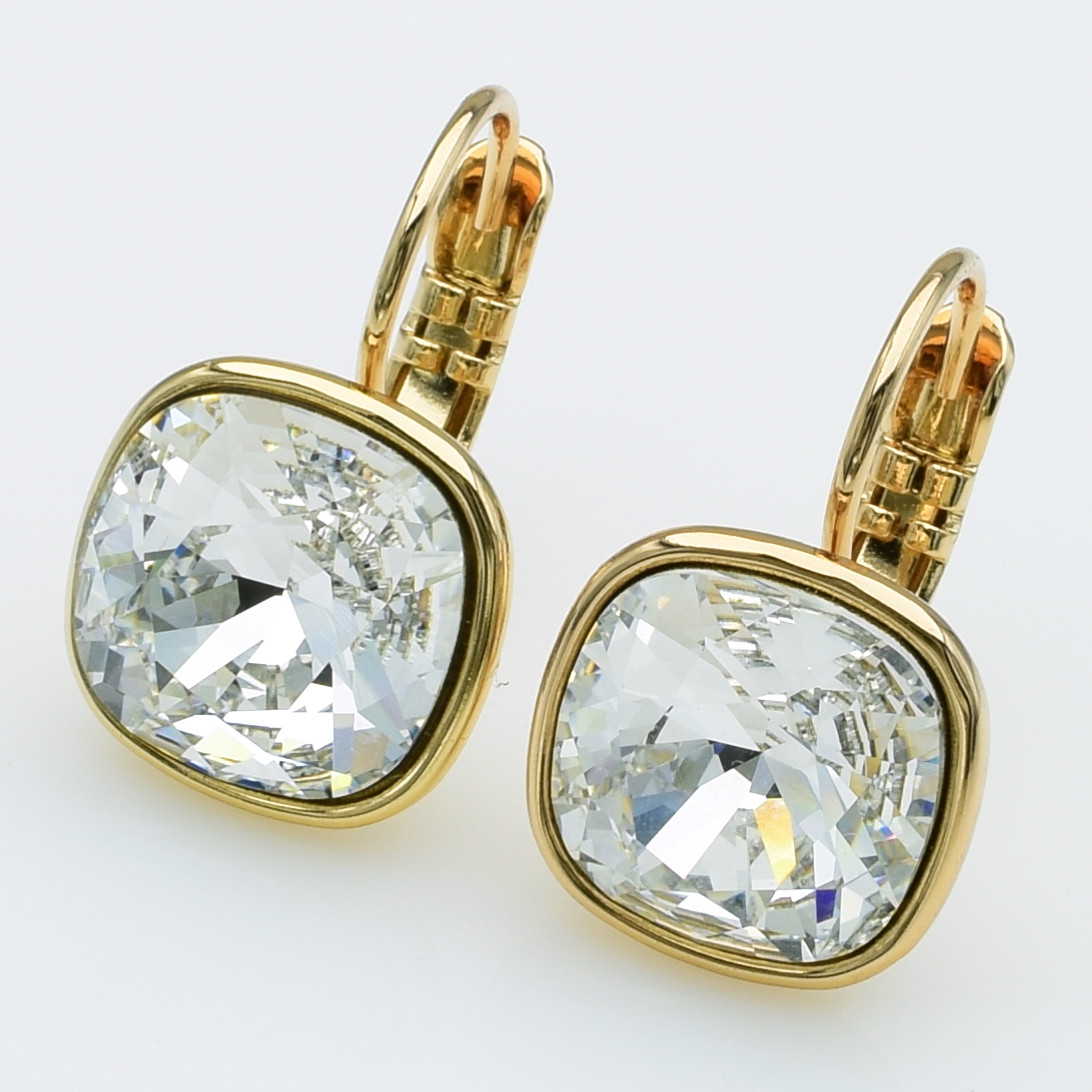 XUPING Серьги Позолота 18к Камни Swarovski Высота 1.9см, Ширина 1.2см