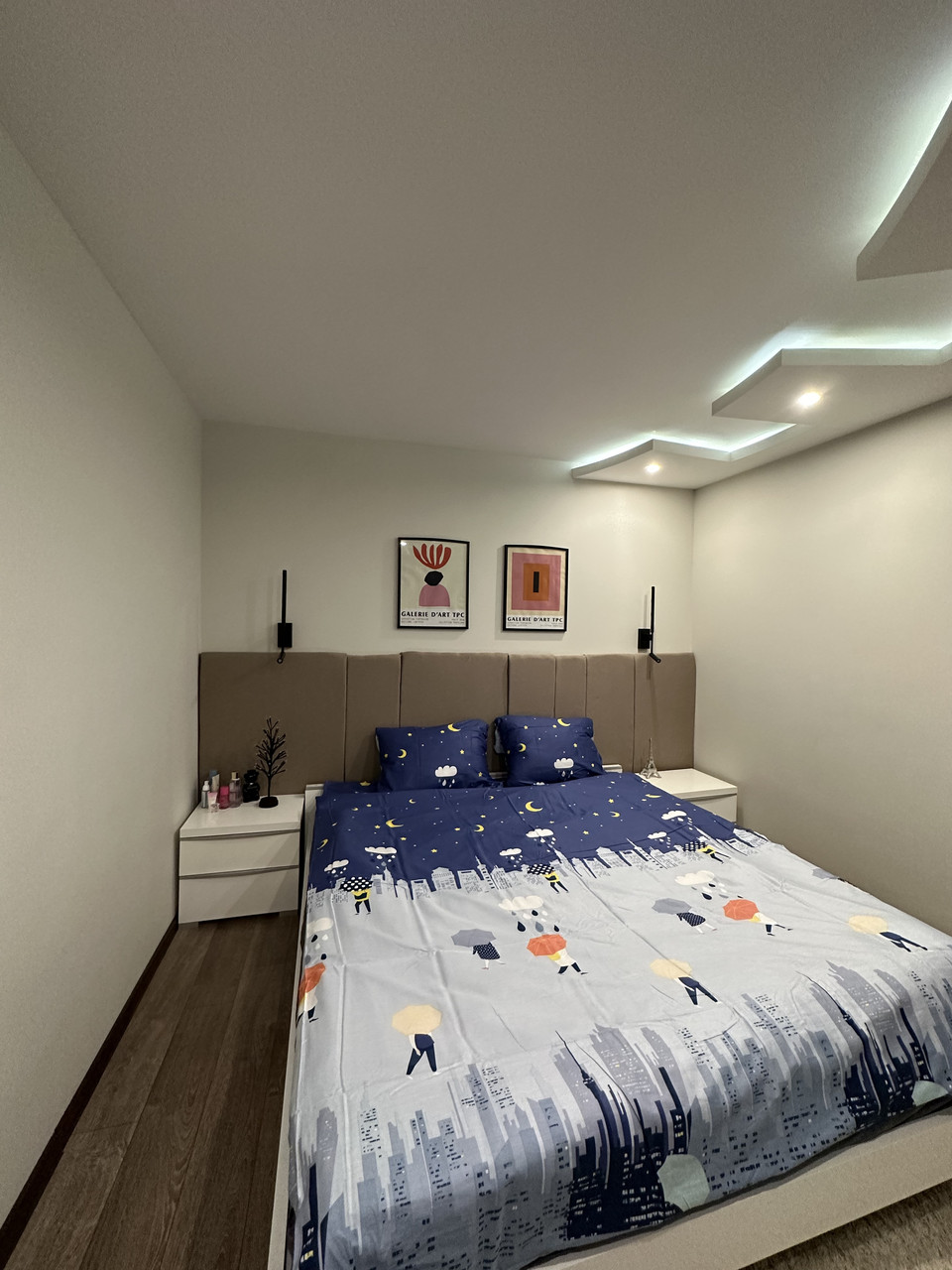 Євро комплект з сатину "Нічний пейзаж" (Простирадло - 200х220см), фото 1