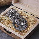 Чоловічий кулон підвіска з ланцюжком NJOR SILVER на шию з медичної сталі під срібло зі Спартанцем, фото 4