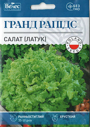 Насіння салата Гранд Рапідс 5г МАКСІ ТМ ВЕЛЕС, фото 1