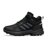 Термо водостойкие ботинки Adidas Terrex Gore-Tex Cordura Black Grey, мужская зимняя обувь, Адидас на гор тексе